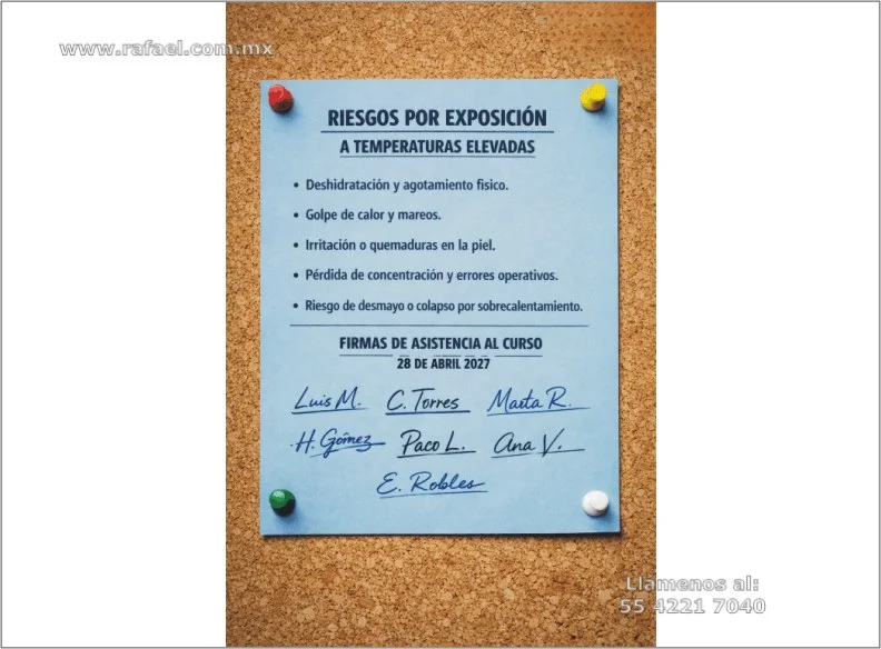 Relación de trabajadores a los que se informó de los riesgos por exposición a temperaturas elevadas