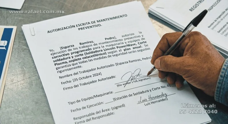 Escrito donde se autoriza a realizar trabajos de soldadura