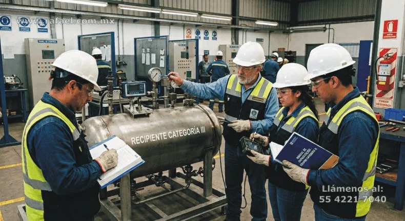 Técnico especializado en operación y mantenimiento de calderas capacitando al personal