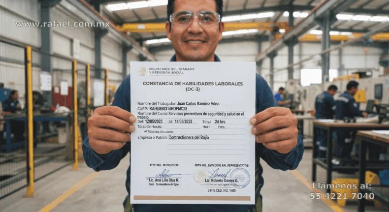 Ingeniero responsable de la seguridad y salud en el trabajo exhibiendo su Constancia de Habilidades Laborales