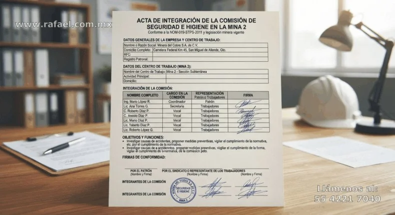 Acta de integración de la Comisión de Seguridad e Higiene