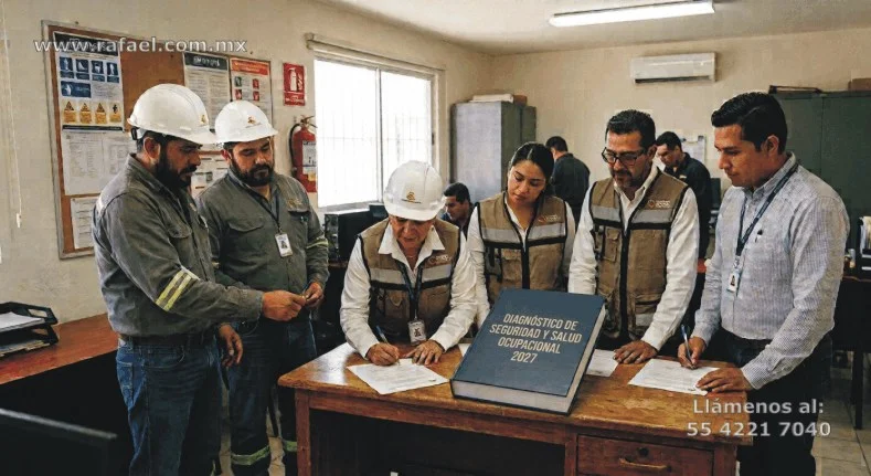Ejemplo de un documento de entrega recepción del Diagnóstico de seguridad y salud ocupacional. Mediante un Acta, que está siendo firmada por los integrantes de la Comisión de Seguridad e Higiene.