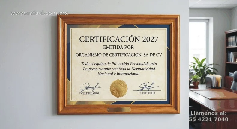 Certificado en la pared, emitida por un organismo de certificación acreditado y aprobado