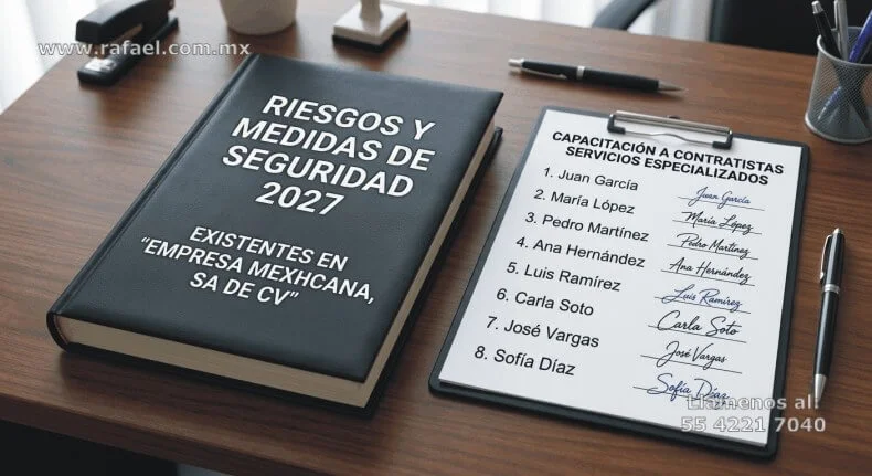 Compendio de riesgos y medidas de seguridad, a un costado relación del personal que fue capacitado en relación a los mismos