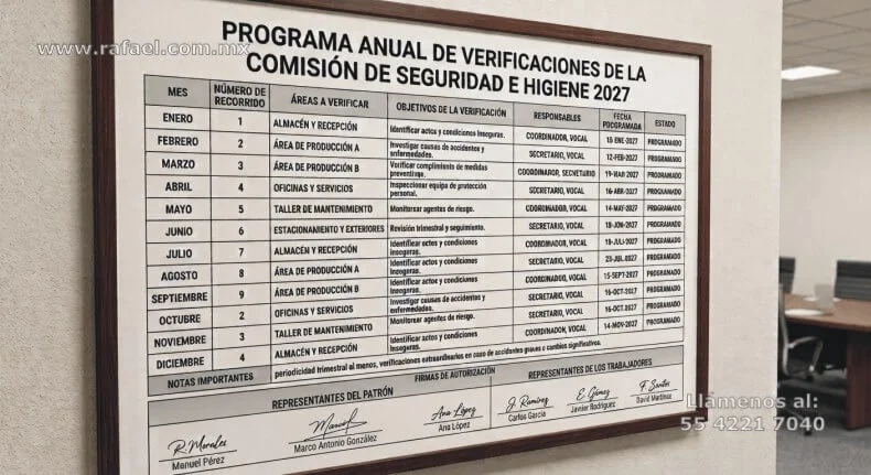 Programa anual de verificaciones de la comisión de seguridad e higiene Enero a Diciembre 2027