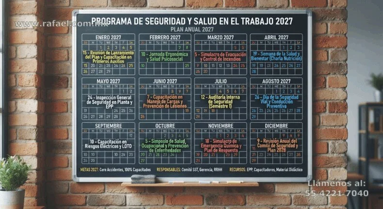 Programa de seguridad y salud calendarizado por todo un año