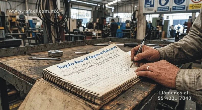 Jefe de mantenimiento realizando los informes de las actividades realizadas durante el año