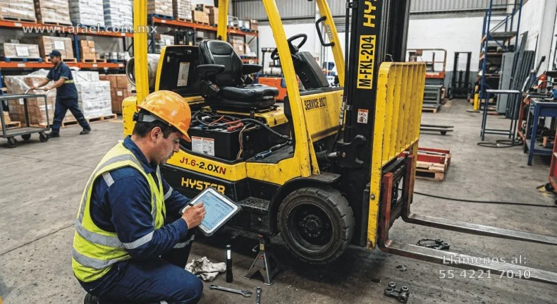 Bitácora electrónica del mantenimiento proporcionado a un montacargas