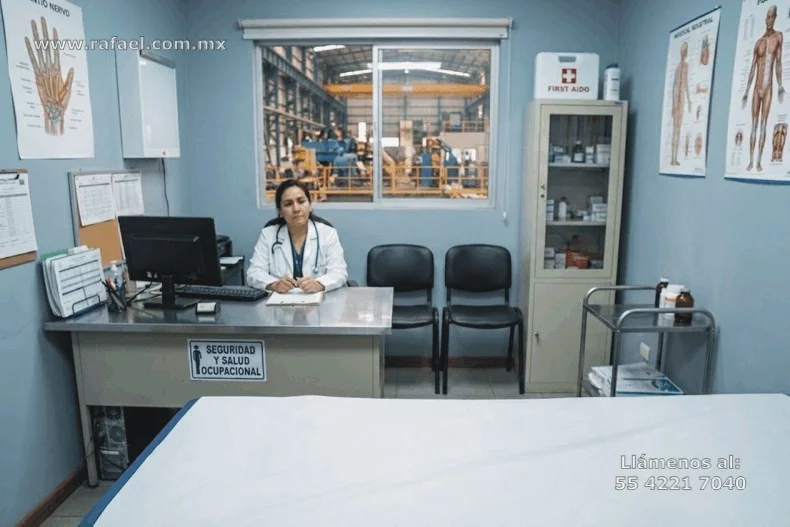 Doctora en consultorio esperando personal para aplicar examenes por vibraciones.